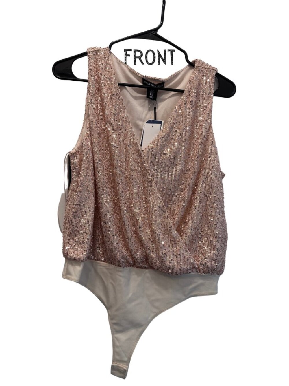 Sincerely Jules Rose Gold Sequin Bodysuit NWT Medium